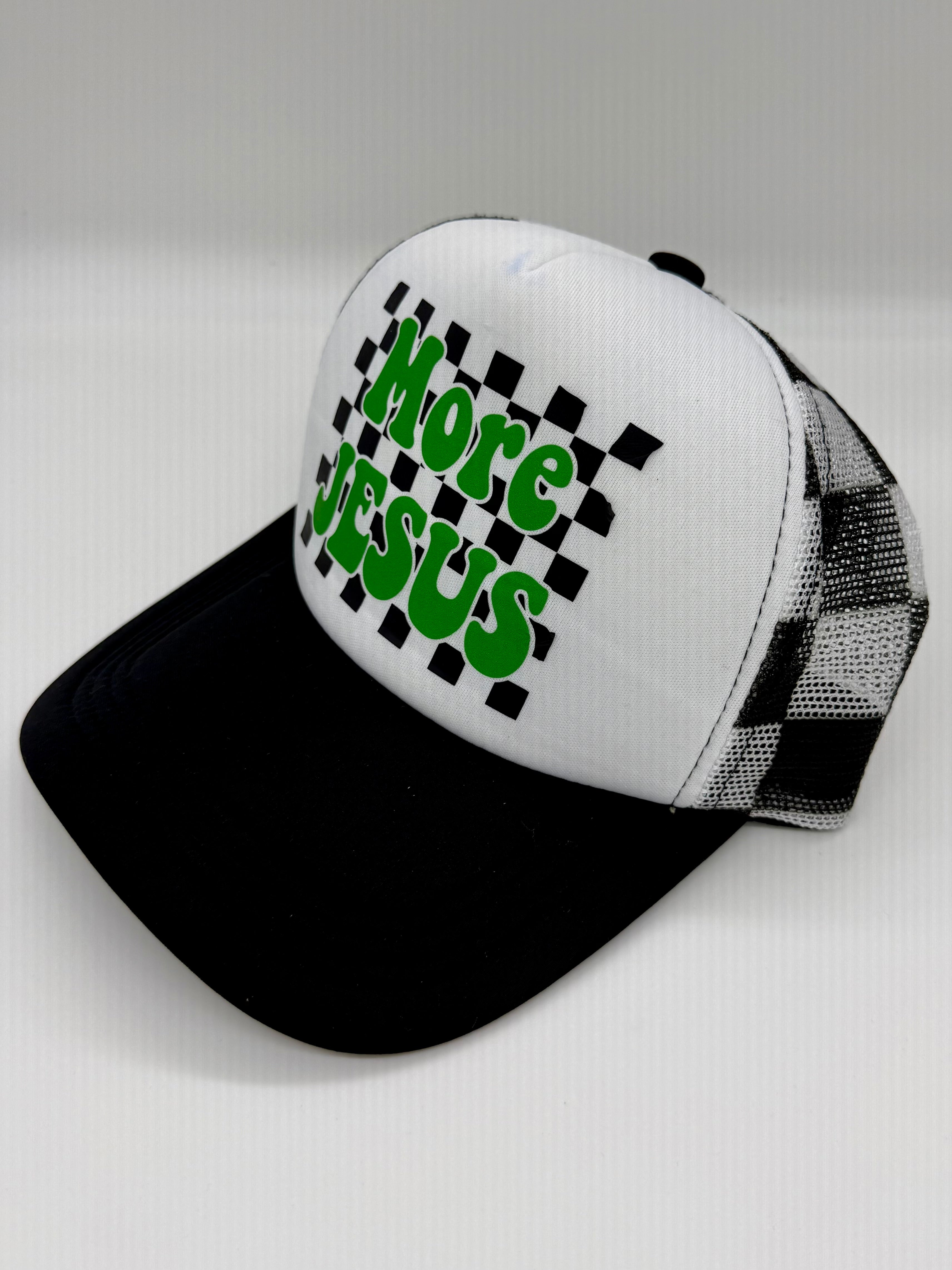 “More Jesus” – Retro Trucker Hat - Christian Hat