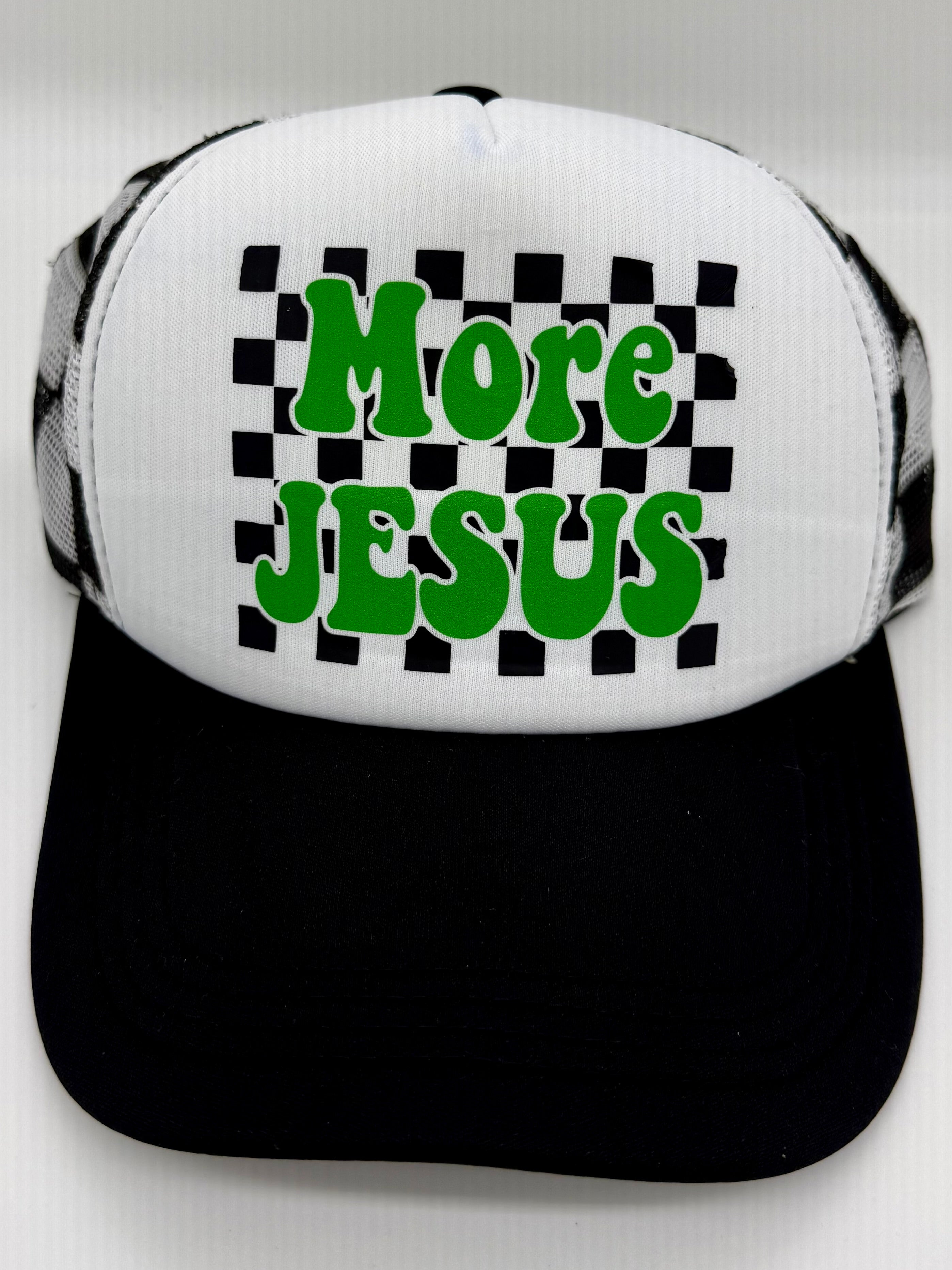 “More Jesus” – Retro Trucker Hat - Christian Hat