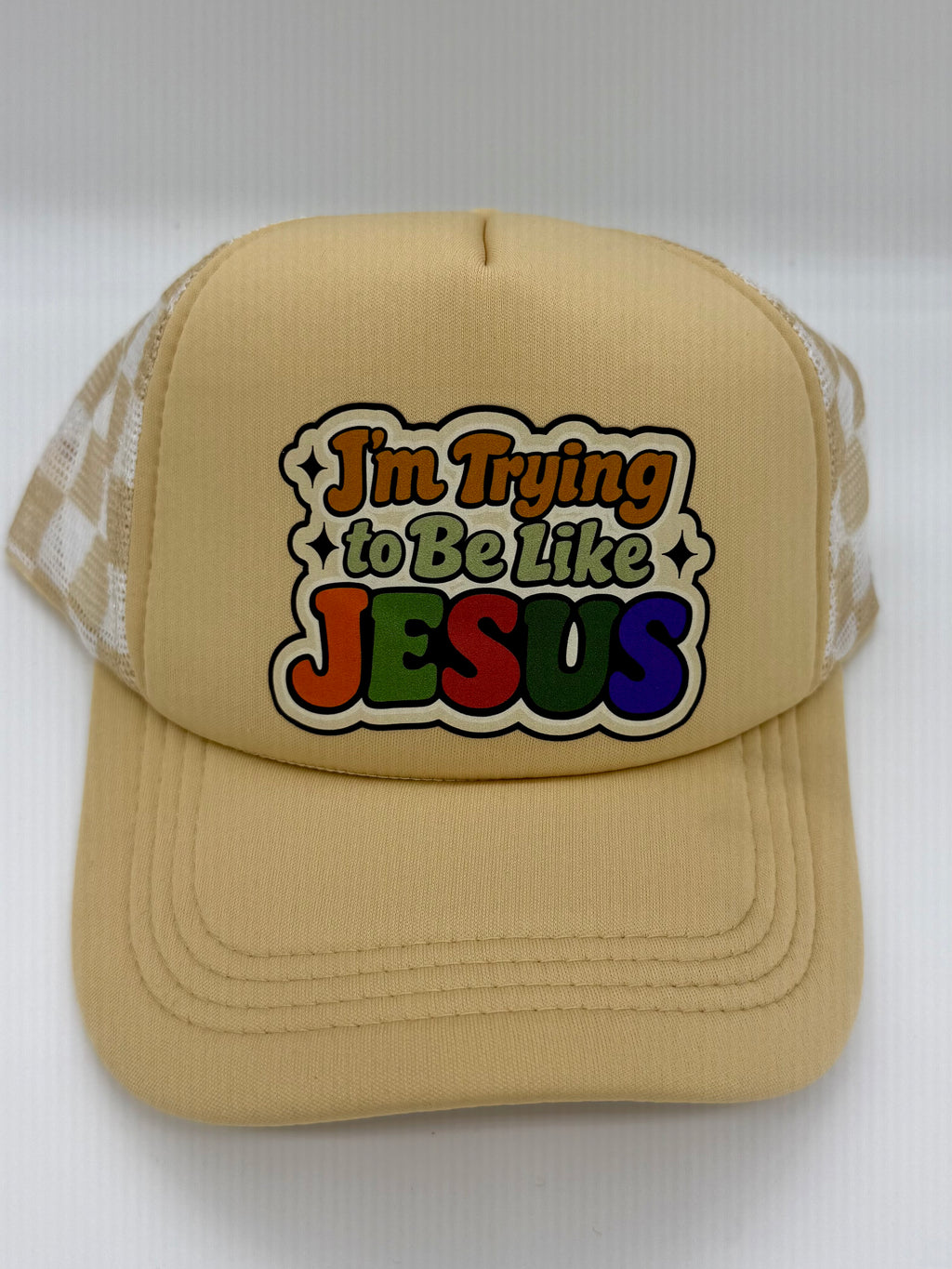 “I’m Trying to Be Like Jesus” – Retro Trucker Hat - Christian Hat