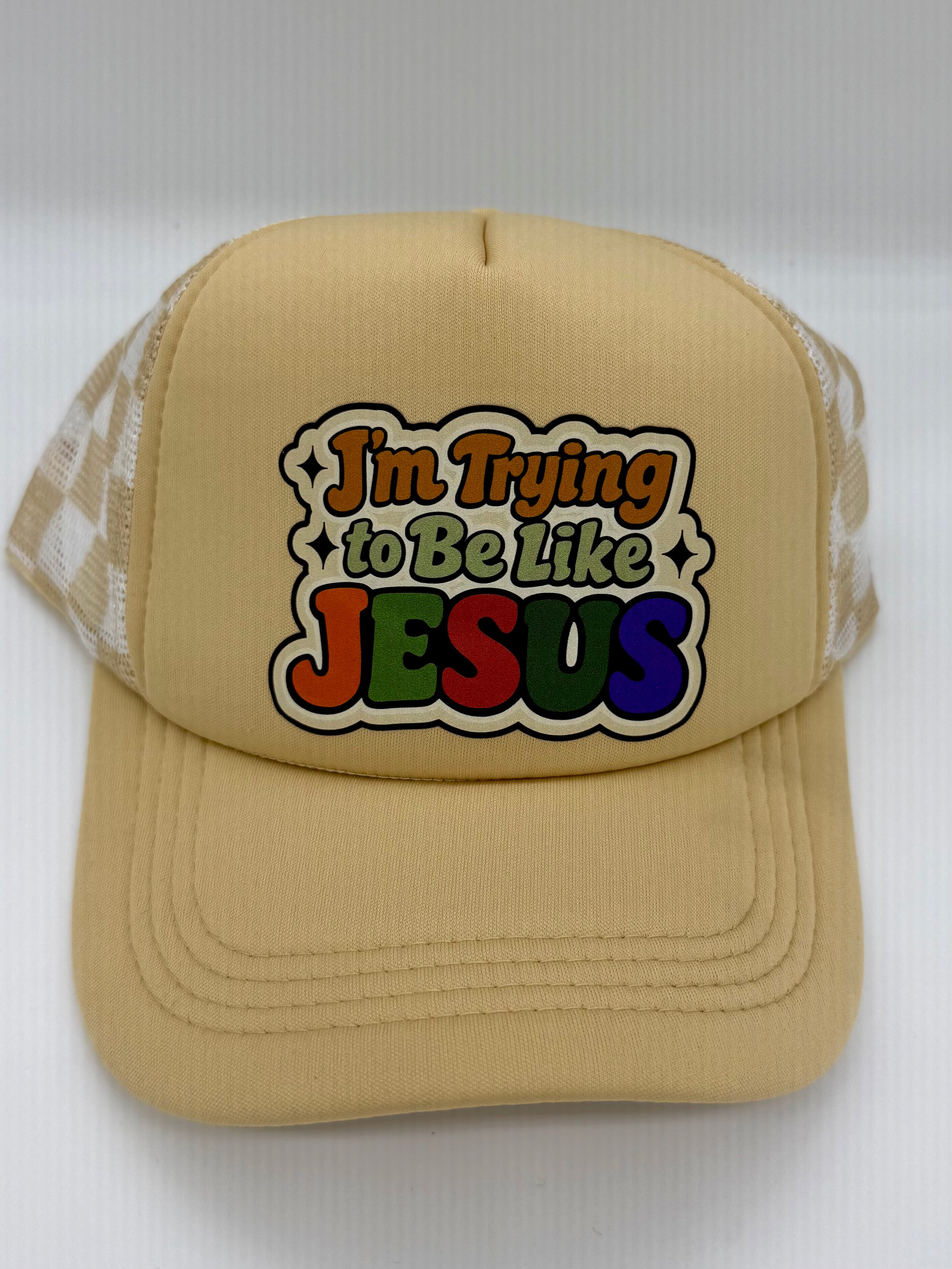 “I’m Trying to Be Like Jesus” – Retro Trucker Hat - Christian Hat